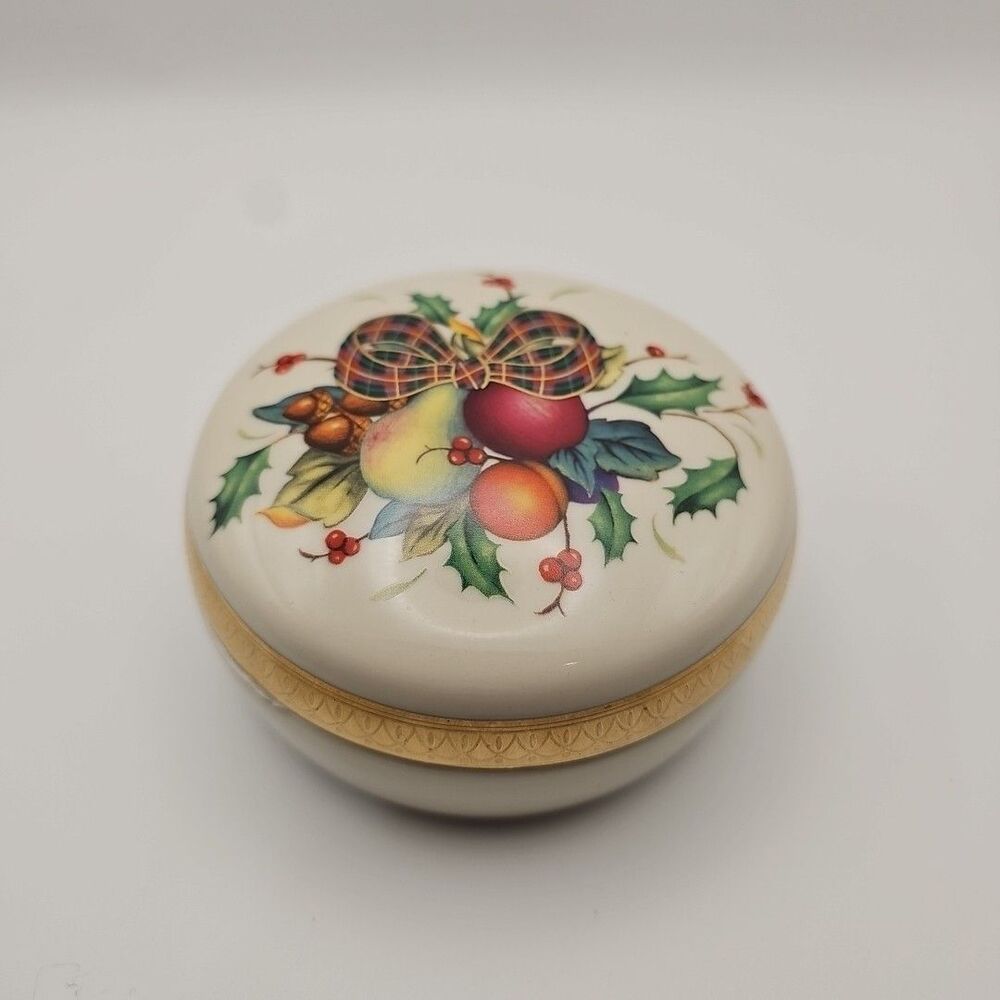 Lenox Holiday Tartan 4" Round Box & Lid Rare Replacement